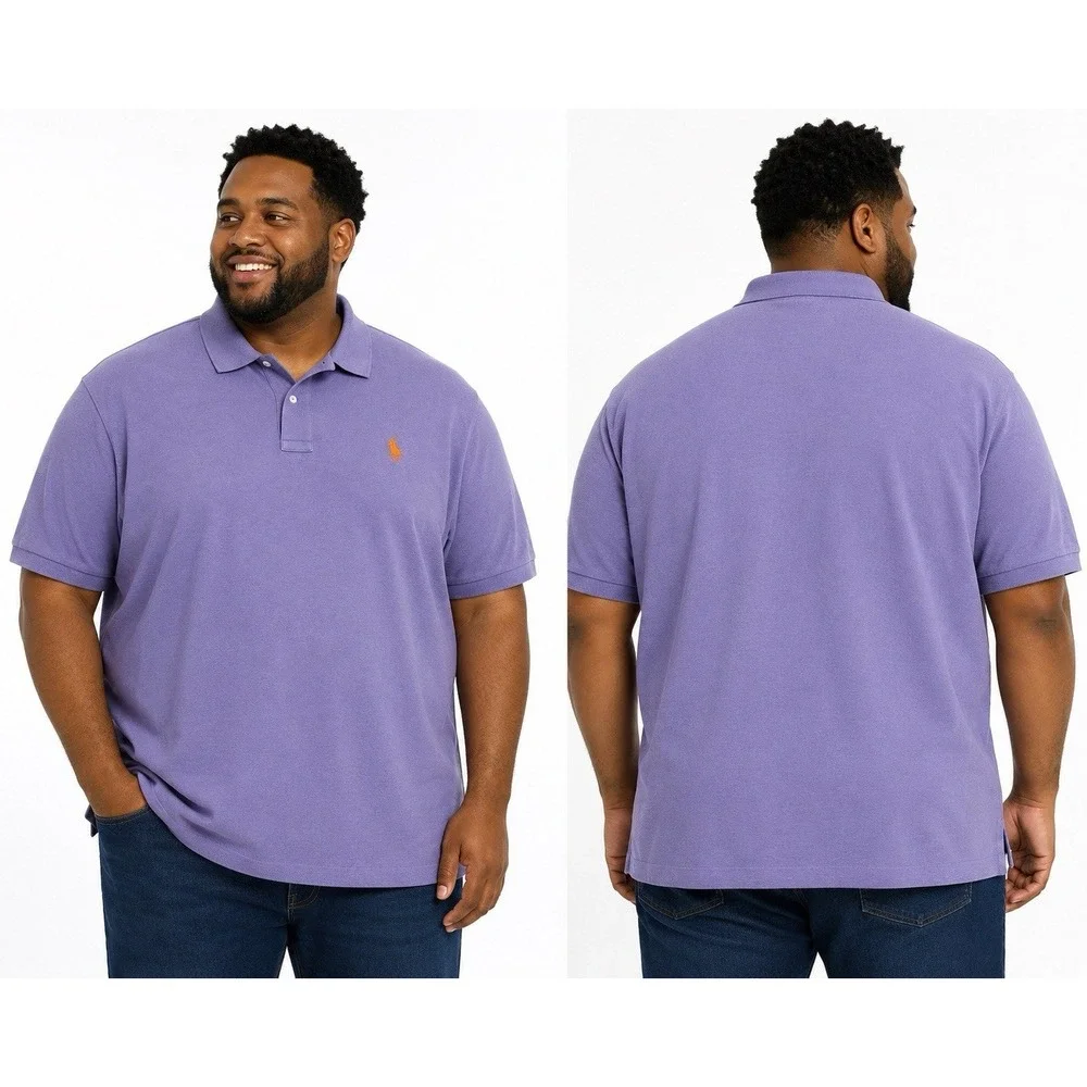 Polo Ralph Lauren Mens 2XLT Tall Purple Orange Pony Polo Shirt 100% Cotton